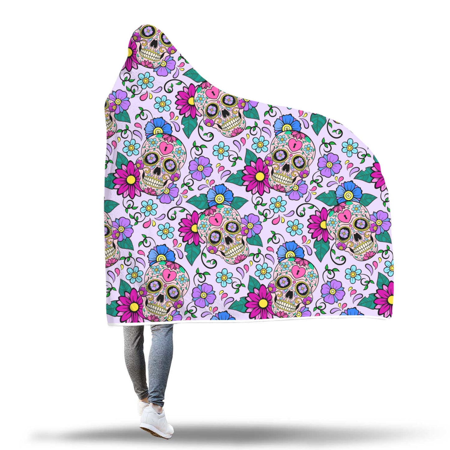 Hooded blanket - Sugar skull blanket - sugar skull hoodie
