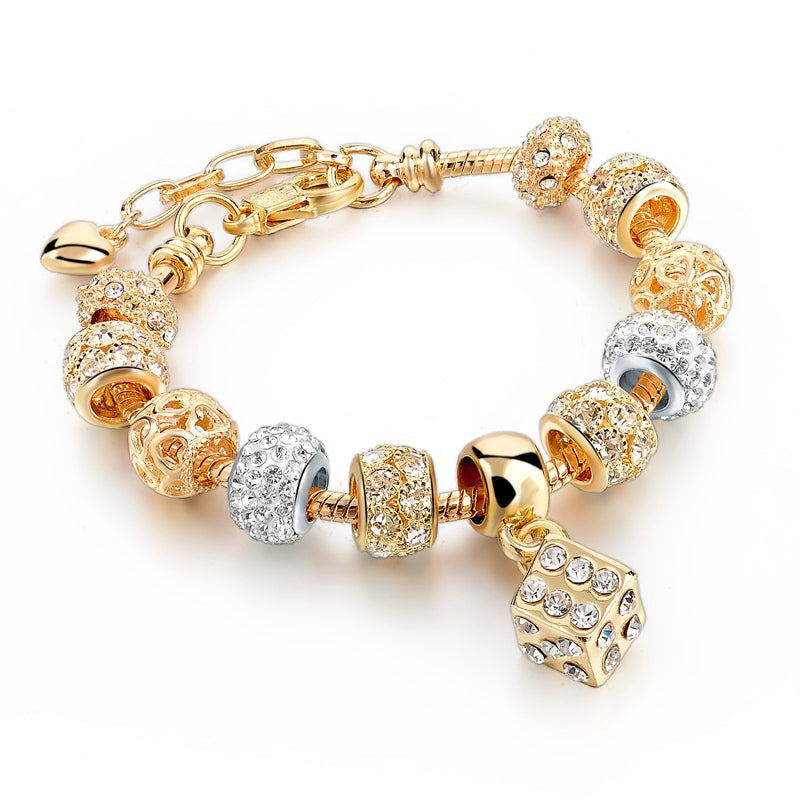 Luxury Crystal Heart Charm Bracelets & Bangles Gold Bracelets For Women Jewellery Pulseira Feminina