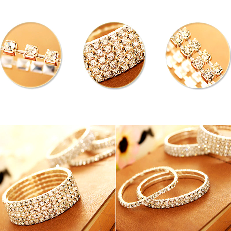 1PC Fashion Hot Sale Popular Bracelet For Women Crystal Stretch Shine Wedding Bridal Gift