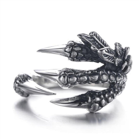 1PC Sale Punk Silver Men Women Ring Mental Dragon Claws Size 8  9  10 Personality iker Rings Vintage Gothic Jewelry