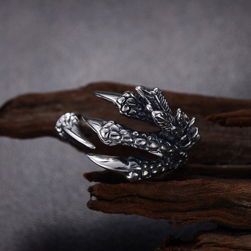 1PC Sale Punk Silver Men Women Ring Mental Dragon Claws Size 8 9 10 Personality iker Rings Vintage Gothic Jewelry