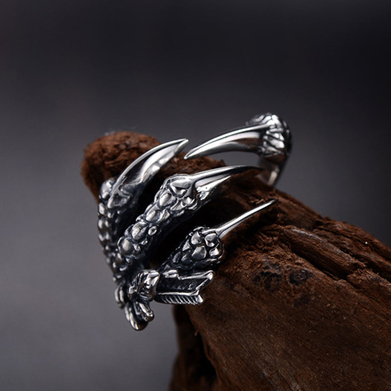 1PC Sale Punk Silver Men Women Ring Mental Dragon Claws Size 8 9 10 Personality iker Rings Vintage Gothic Jewelry