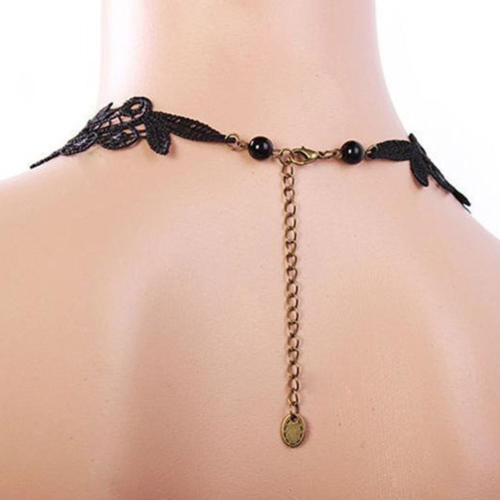 1PCNew Hot Women Black Lace& Beads Choker Victorian Steampunk Style Gothic Collar Necklace Nice Gift For Women