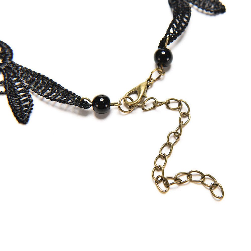 1PCNew Hot Women Black Lace& Beads Choker Victorian Steampunk Style Gothic Collar Necklace Nice Gift For Women