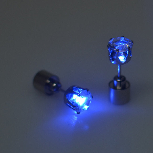 1Pair Charm LED Stud Earring Light Up Crown Glowing In Dark Crystal Ear Stud Earrings For Women Jewelry Christmas New Year Gifts