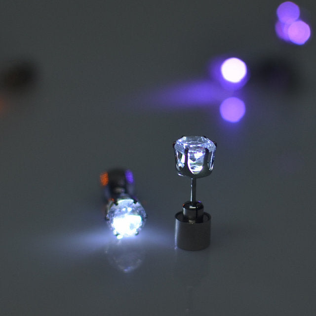1Pair Charm LED Stud Earring Light Up Crown Glowing In Dark Crystal Ear Stud Earrings For Women Jewelry Christmas New Year Gifts