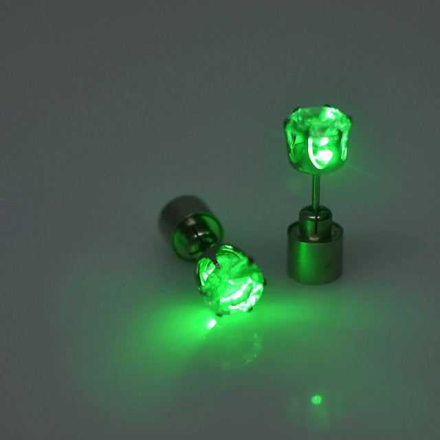 1Pair Charm LED Stud Earring Light Up Crown Glowing In Dark Crystal Ear Stud Earrings For Women Jewelry Christmas New Year Gifts