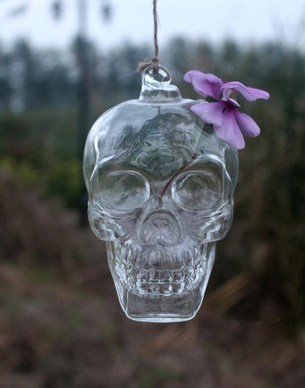 Hot Originality Hydroponic Plants Garden Flower Pot Skull Shape Hanging Glass Vases Other Yard Outdoor Quality