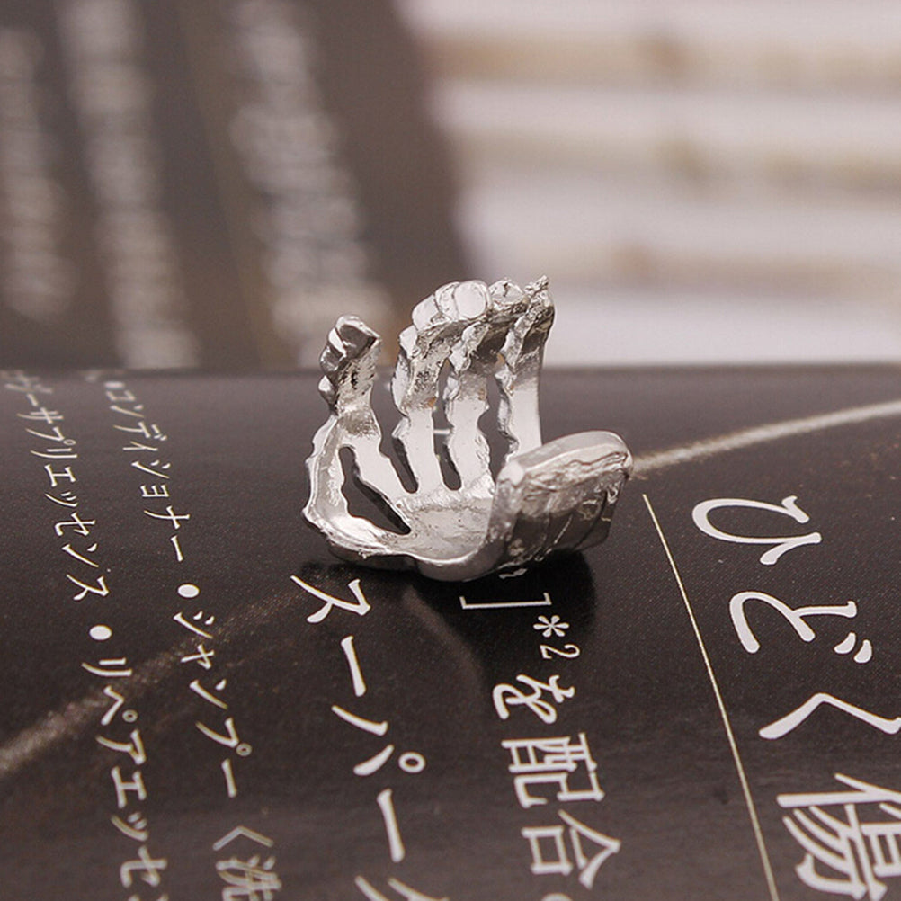 1Pc Skeleton Finger Hand Ear Clip Unisex Punk Simple Design Silver Color Ear Cuff