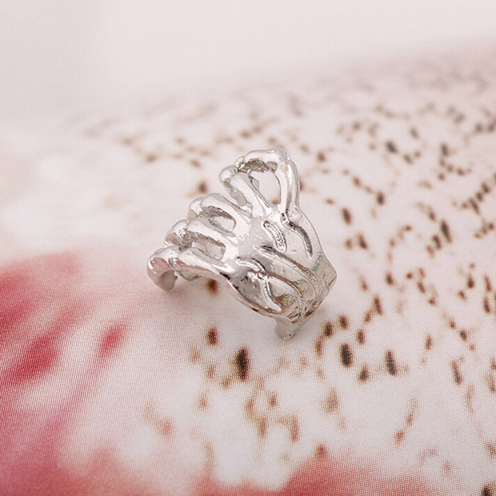 1Pc Skeleton Finger Hand Ear Clip Unisex Punk Simple Design Silver Color Ear Cuff
