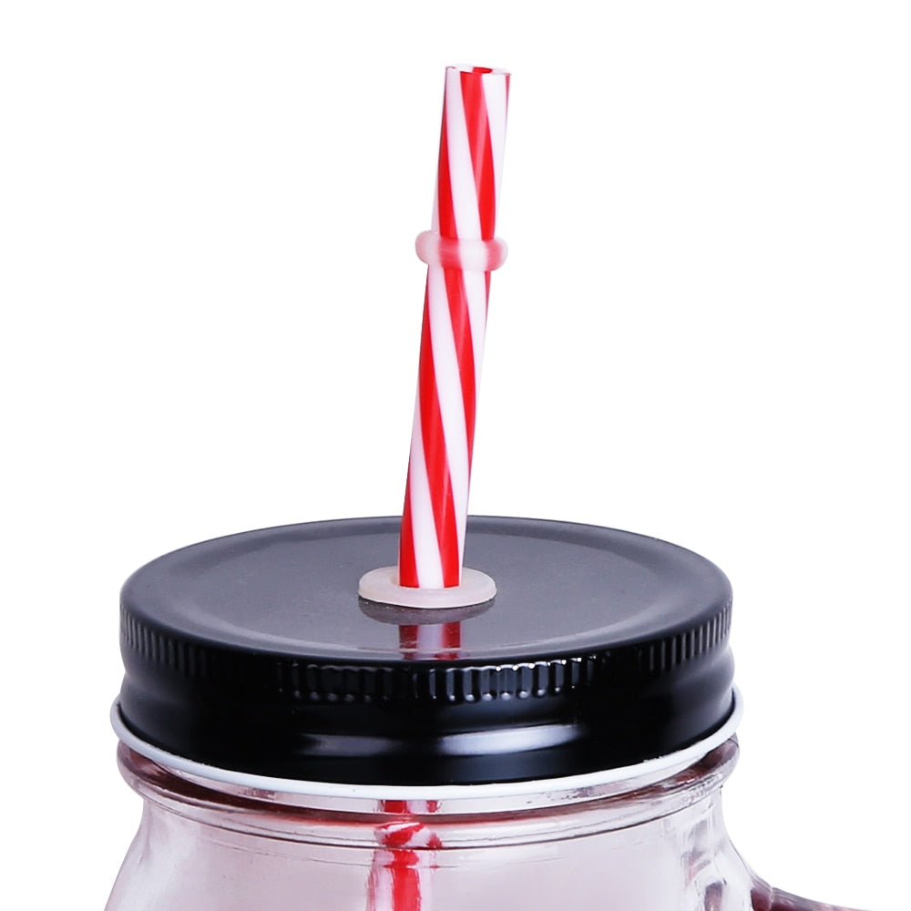 Skull Mason Jar 500ML Creative Design Glass Beer Mug With Straw