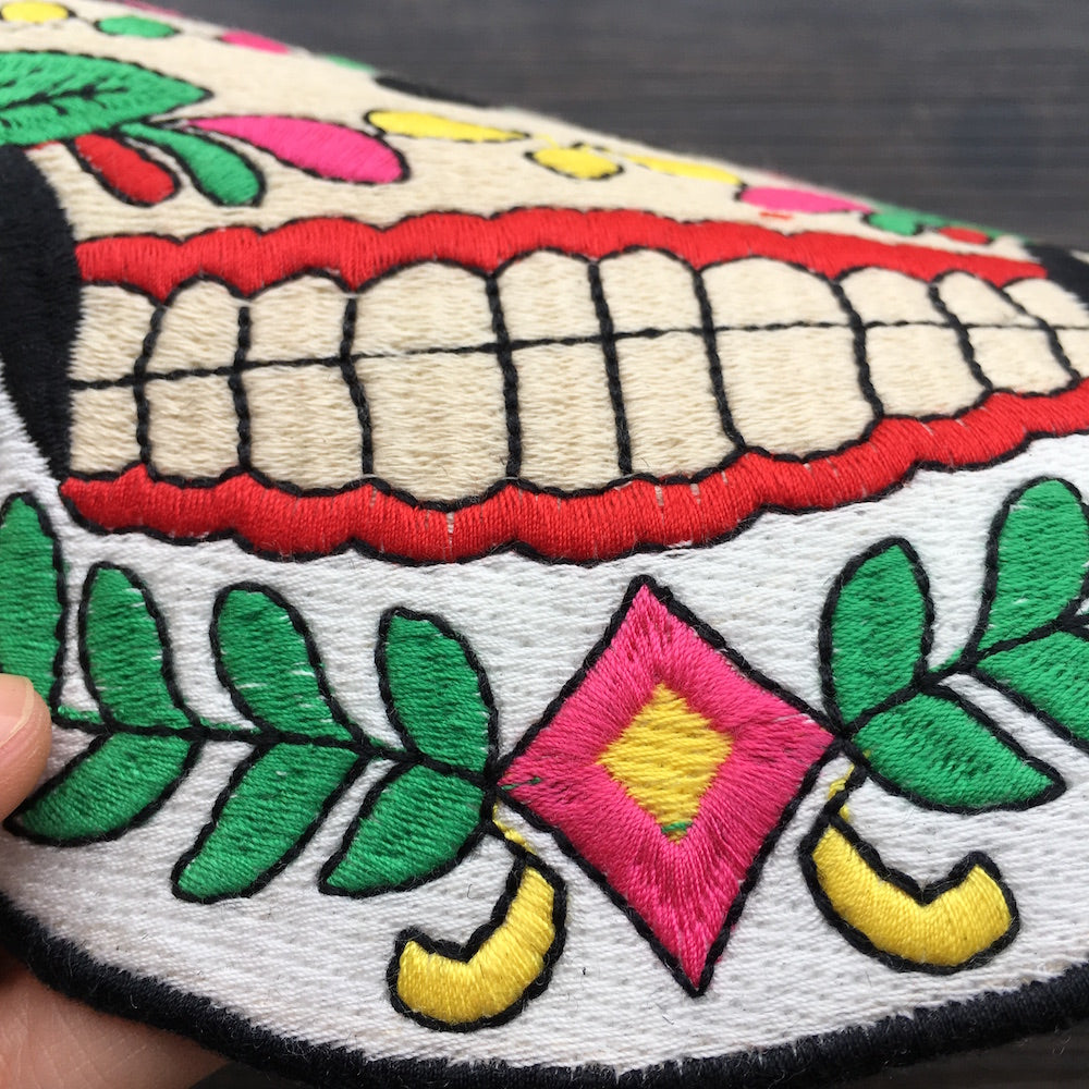 1Pcs Water Soluble Cool Skull Iron on Embroidery Applique Patches, Iron on Patches Applique for Clothes