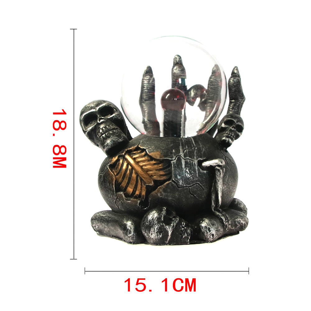 1Piece Black Claw Holding Skull Horror Lighting Plasma Ball Touch Responsive Desk Lamp Decorative Lighting Figruine Statue