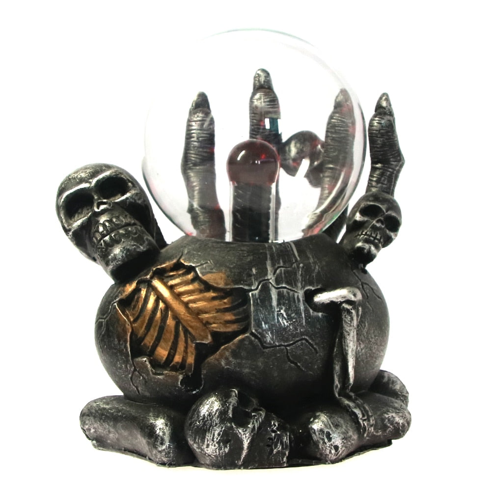 1Piece Black Claw Holding Skull Horror Lighting Plasma Ball Touch Responsive Desk Lamp Decorative Lighting Figruine Statue