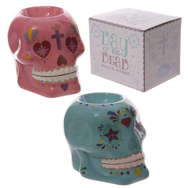 Sugar Skull Oil Burner Floral Sugar Skull