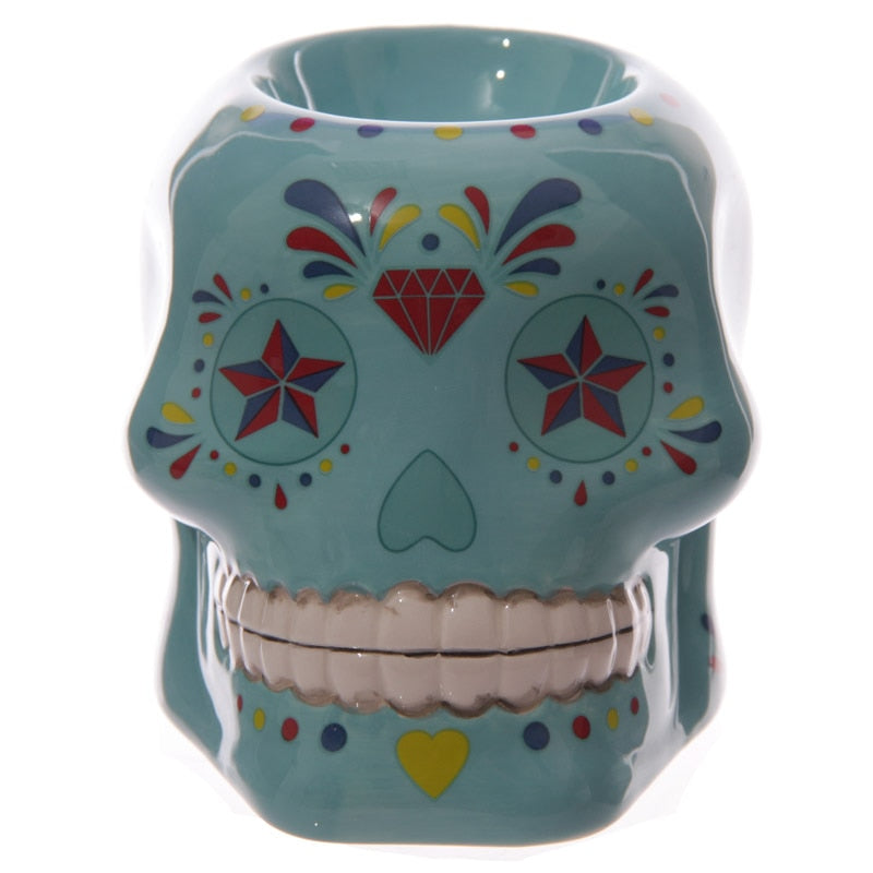 Sugar Skull Oil Burner Floral Sugar Skull
