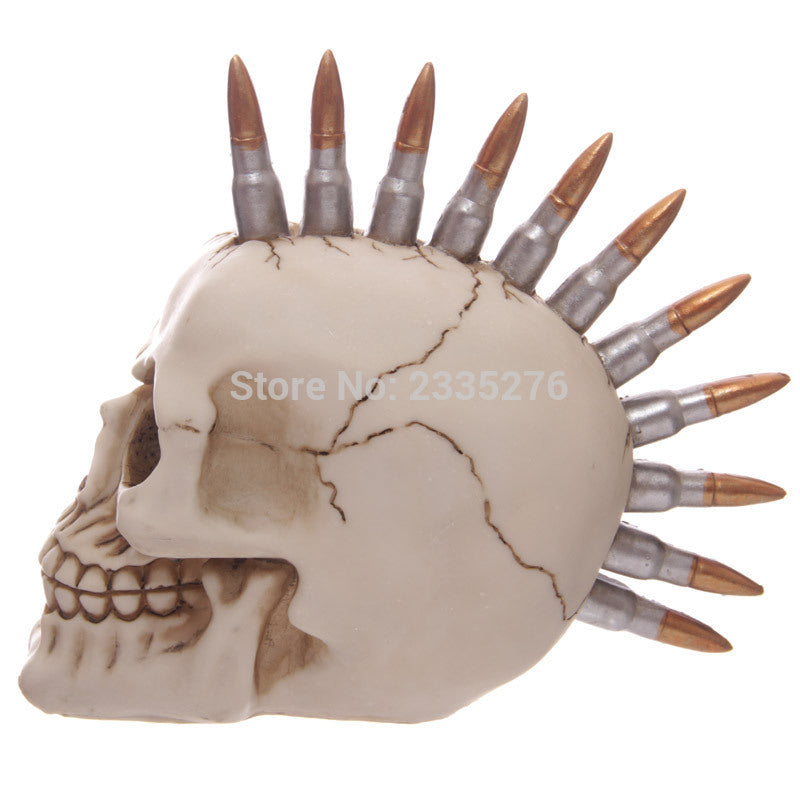 1Piece Halloween Resin Skull Collection Bullet Hair Punk Skull Skeleton Head Ornament