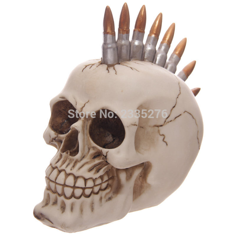 1Piece Halloween Resin Skull Collection Bullet Hair Punk Skull Skeleton Head Ornament