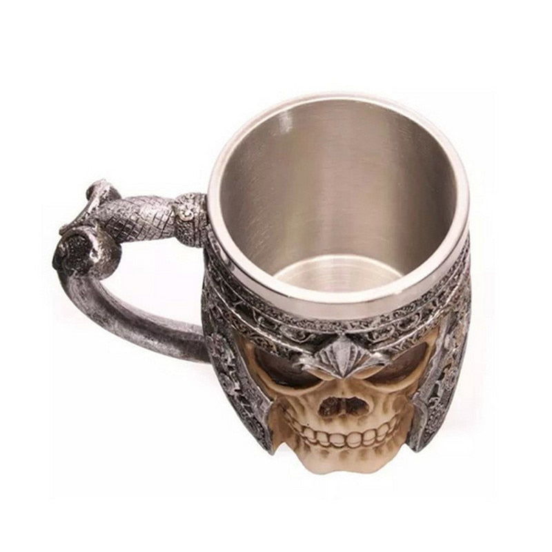 1Piece Striking Skull Warrior Tankard Viking Skull Beer Mug Gothic Helmet Drinkware Vessel
