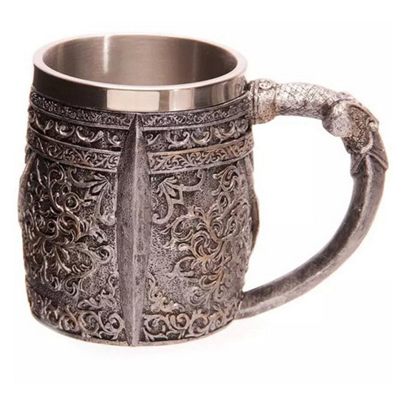 1Piece Striking Skull Warrior Tankard Viking Skull Beer Mug Gothic Helmet Drinkware Vessel