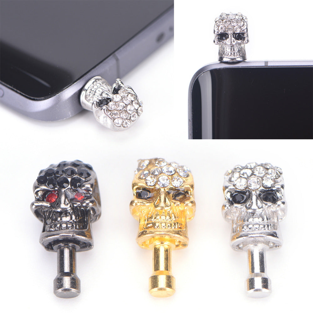1X diamond skull head general dust plug mobile phone headset dust plug