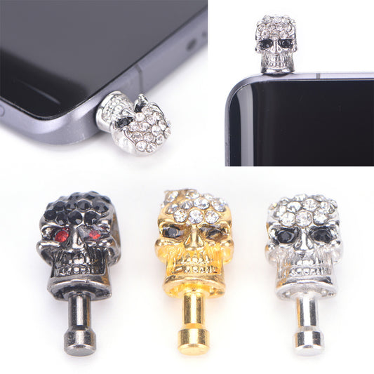 1X diamond skull head general dust plug mobile phone headset dust plug