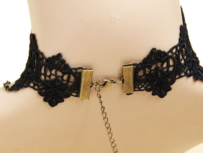 1pc Gothic Style Tattoo Tassel Lace Necklace Pendant Chain Crystal Choker Wedding Jewelry Necklace Women False Collar Statement