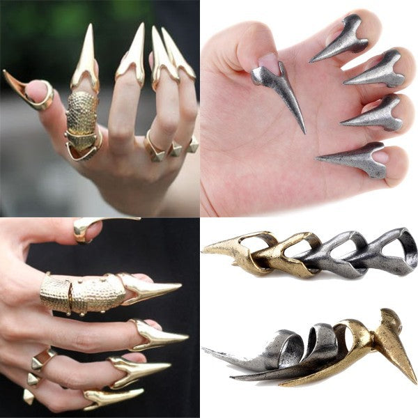 1pc Retro Talon Claw Finger Nail Ring Cool Gothic Punk Spike Fingertip Nail Rings Women Fashion Party Jewelry