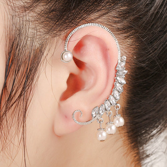 1pcs Right Left Ear Clip Fashion Pearl Pendant  Ear cuff Jewelry Golden Clip On Earrings Ear Cuffs For Women