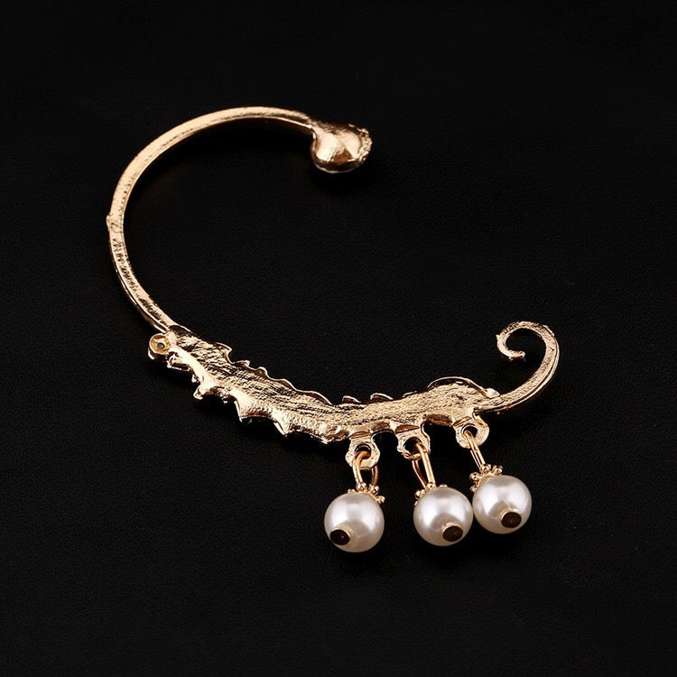 1pcs Right Left Ear Clip Fashion Pearl Pendant Ear cuff Jewelry Golden Clip On Earrings Ear Cuffs For Women