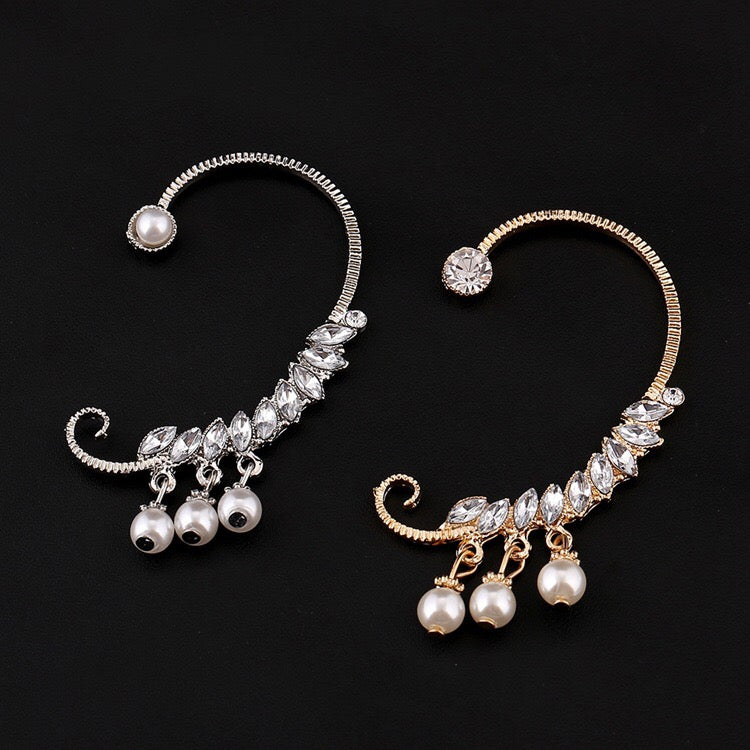 1pcs Right Left Ear Clip Fashion Pearl Pendant Ear cuff Jewelry Golden Clip On Earrings Ear Cuffs For Women