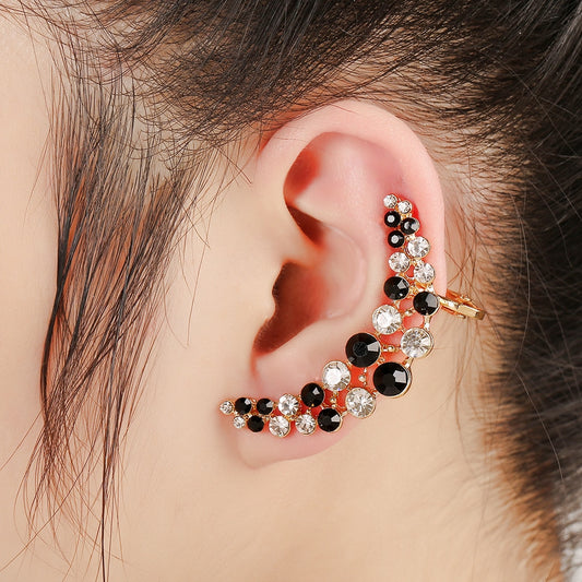 1pcs Right Left Ear Clip Fashion Rhinestone Hot Earcuff Jewelry Meniscus Silver Plated Clip On Earrings Ear Cuffs For Women