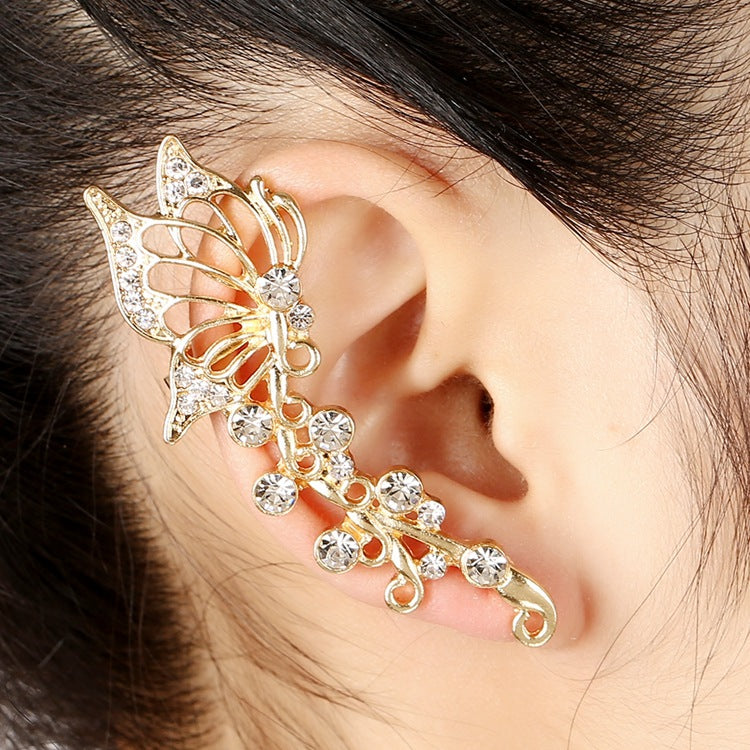1pcs Right Left Ear Clip Fashion Rhinestone Hot Earcuff Jewelry Meniscus Silver Plated Clip On Earrings Ear Cuffs For Women