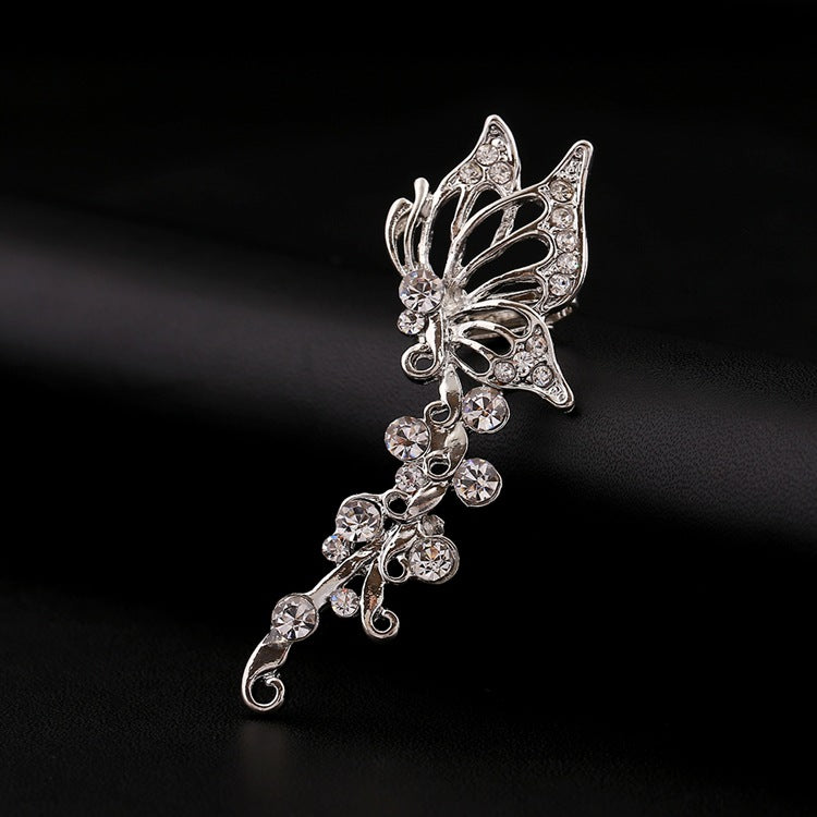 1pcs Right Left Ear Clip Fashion Rhinestone Hot Earcuff Jewelry Meniscus Silver Plated Clip On Earrings Ear Cuffs For Women
