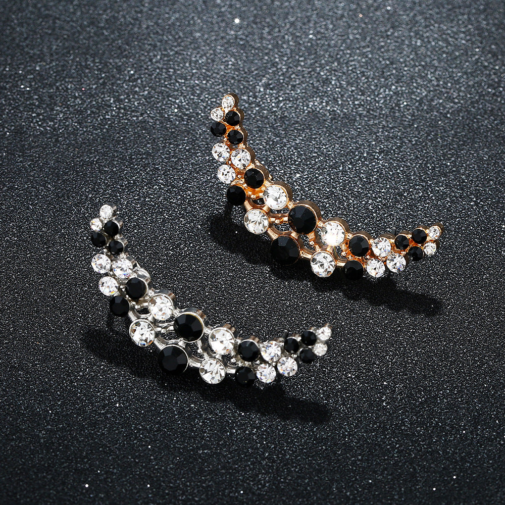 1pcs Right Left Ear Clip Fashion Rhinestone Hot Earcuff Jewelry Meniscus Silver Plated Clip On Earrings Ear Cuffs For Women