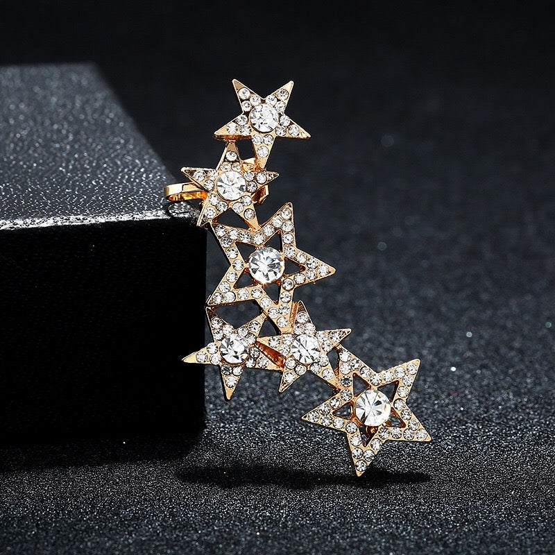 1pcs Right Left Ear Clip Fashion Star Earcuff Jewelry Gold tone Clip On Earrings Ear Cuffs For Women