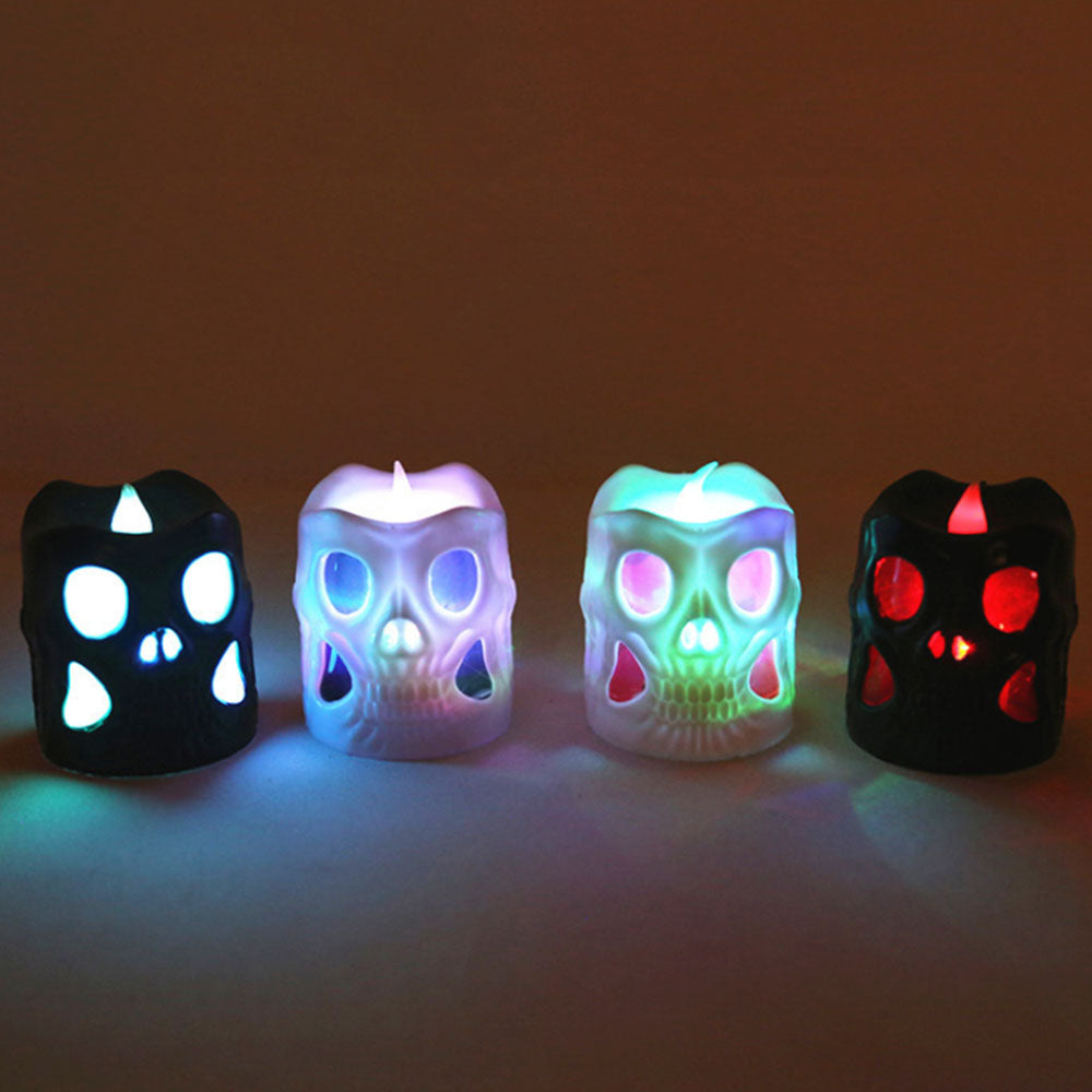 1pcs Skull Candle LED Night Light Halloween Party Decorative Creative Night Light Home Supplies Candle Lamp for Haunted House