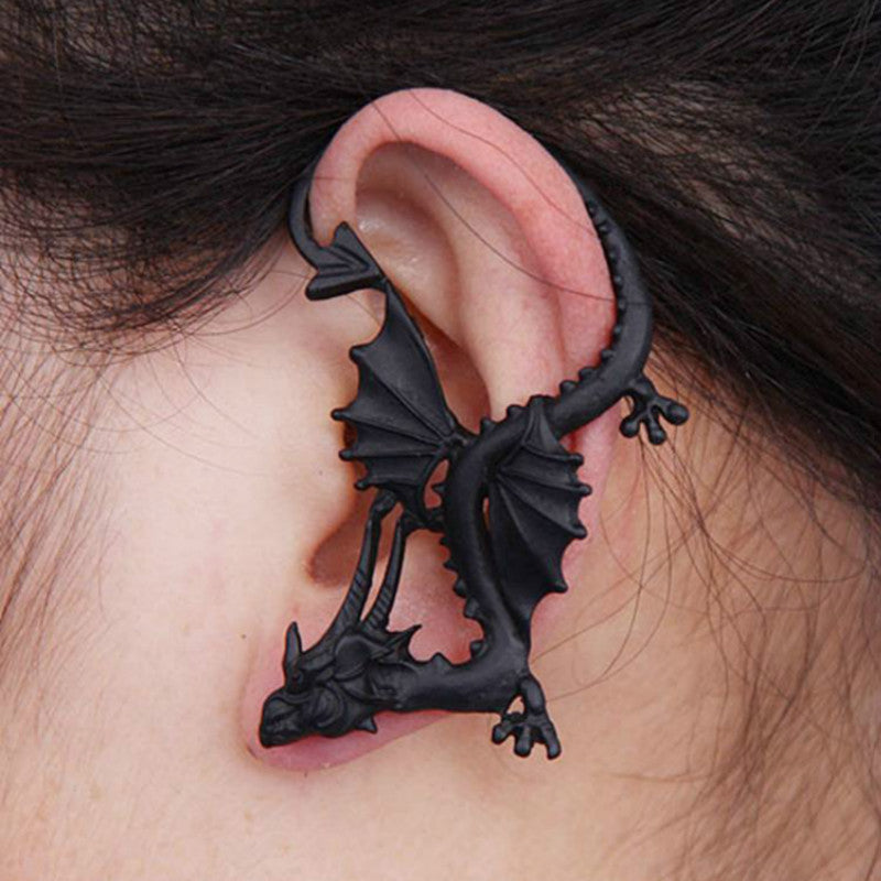1psc Fashion Punk Gothic Dragon Ear Cuff Earrings for Women Animal Ear Wrap Cuff Earrings Stud Ear 3 Colors