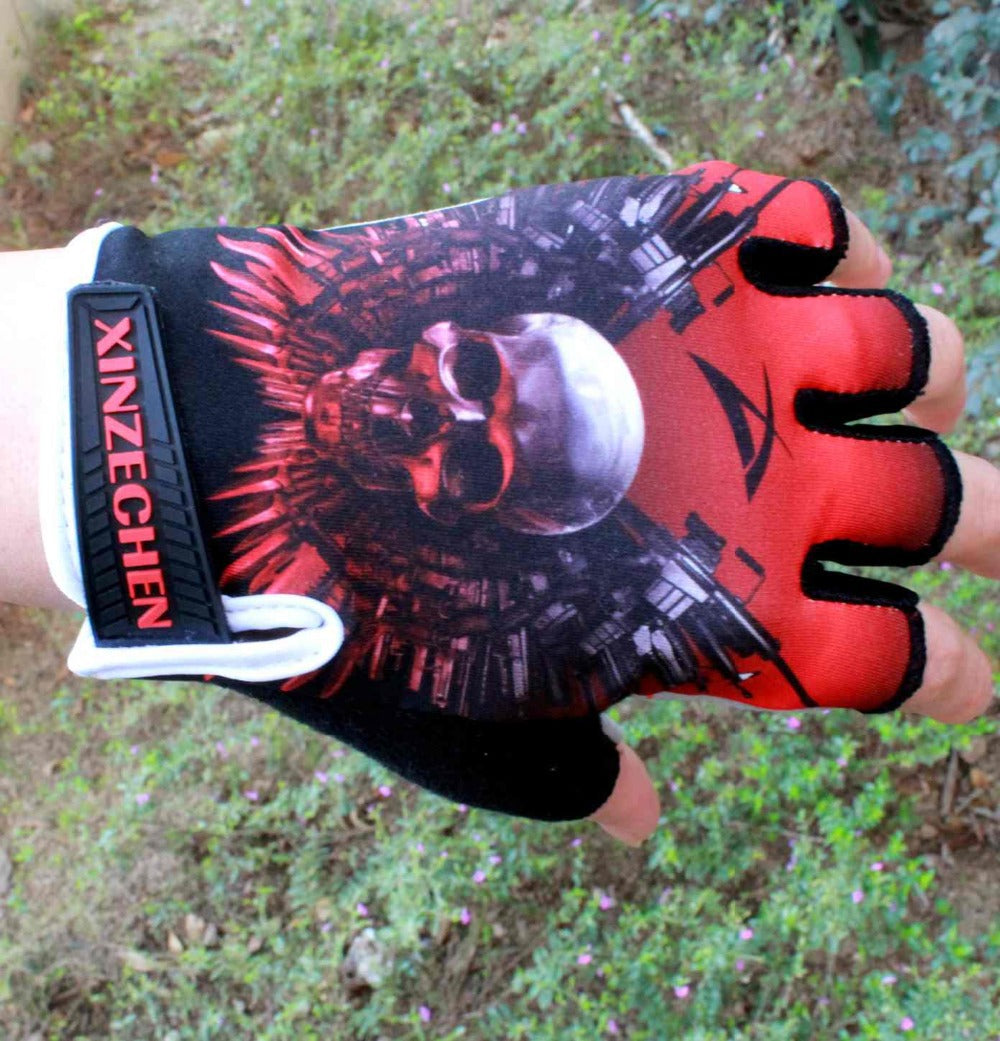 Red White Man Women  Bike Bicycle 3D GEL Shockproof Cycling Half Finger