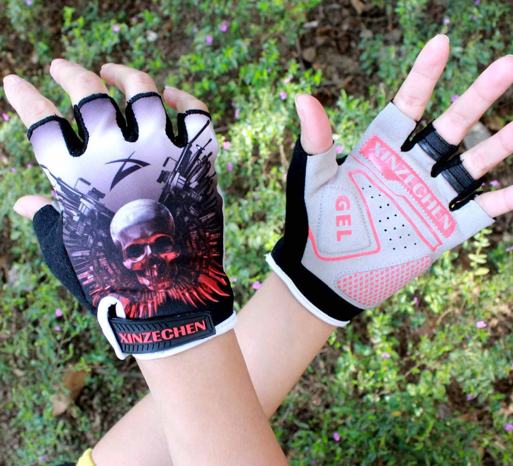 Red White Man Women  Bike Bicycle 3D GEL Shockproof Cycling Half Finger