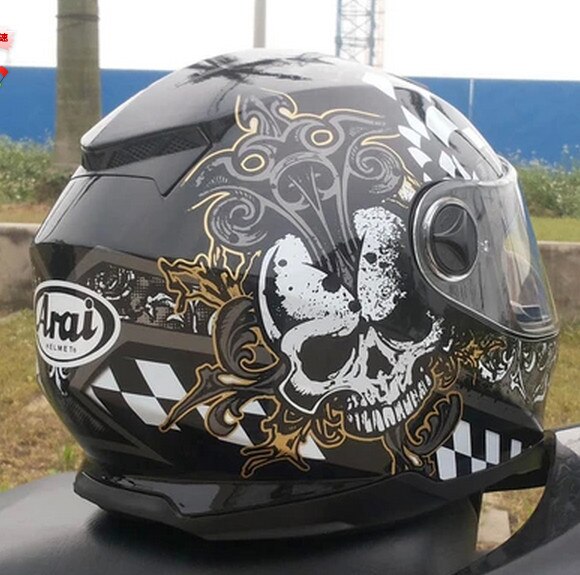 full face helmet run double lens helmet motorcycle helmet stunning color skull