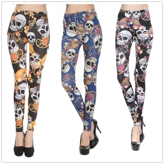 2016 Women Harajuku Skull Leggings New Arrival Skeleton Printed Legging Fashion Sexy Skinny Pants Hot Sale 3 Colors DD8289