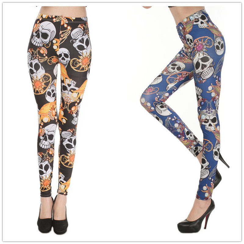 2016 Women Harajuku Skull Leggings New Arrival Skeleton Printed Legging Fashion Sexy Skinny Pants Hot Sale 3 Colors DD8289