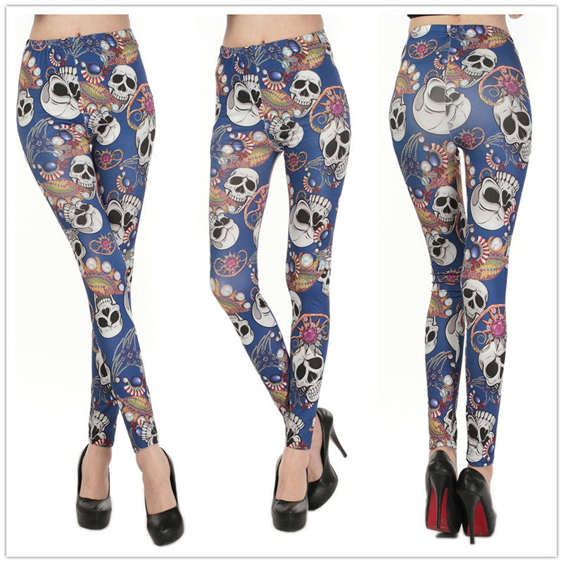 2016 Women Harajuku Skull Leggings New Arrival Skeleton Printed Legging Fashion Sexy Skinny Pants Hot Sale 3 Colors DD8289