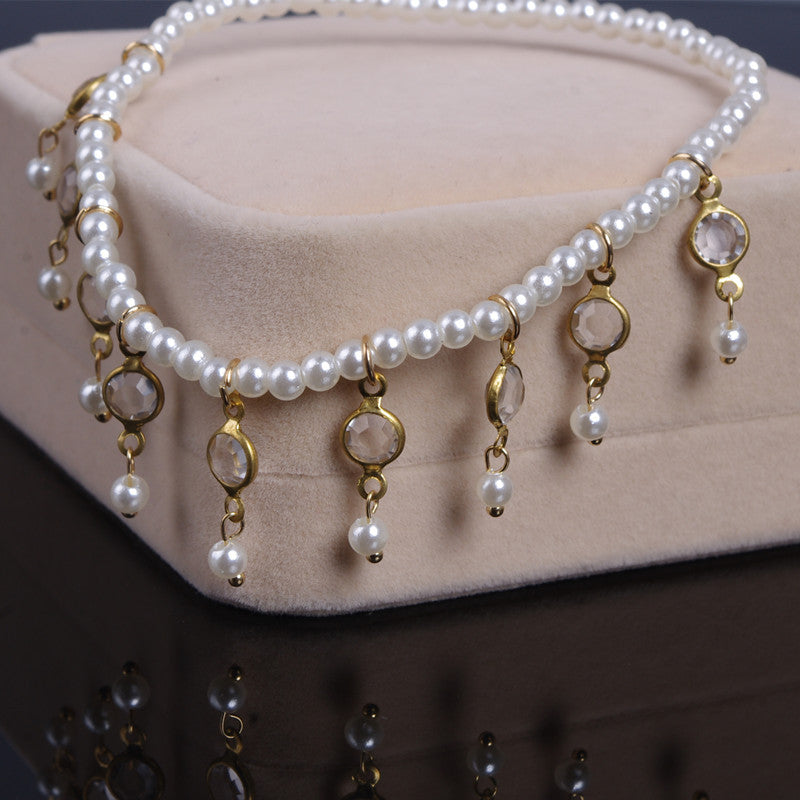 Fashion Imitation Pearl Beads Pendant Anklet Foot Chain For Woman Statement Bracelet Charm Anklets Foot Jewelry