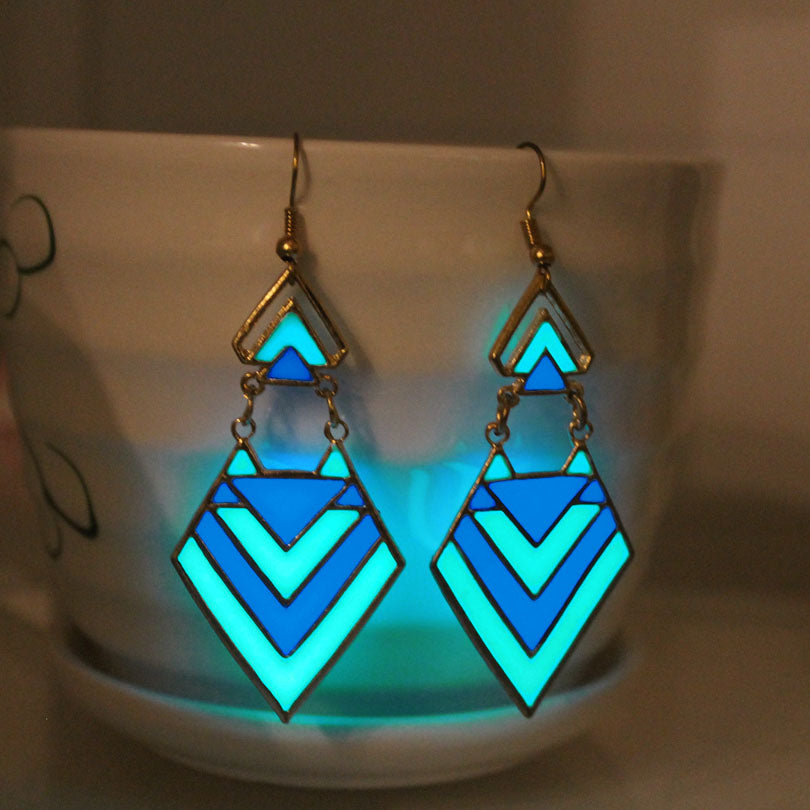 NEW Triangle Ear Cuff GLOW in the DARK Geometric shape Ear Stud Colors arrow Earring Clip Earrings WOMEN girl gift blue