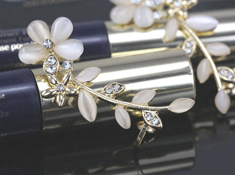 New 1pc Flower Shape Rhinestone Left Ear Cuff Clip Golden Earring Ear Stud EAR-0414