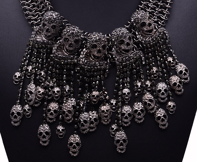 Exaggerated Necklace Skeleton Head Short Chain Female Retro Fashion