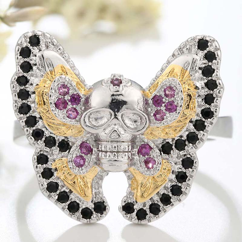 Fashion Gothic Style Butterfly Skull Ring for Men and Women Jewelry