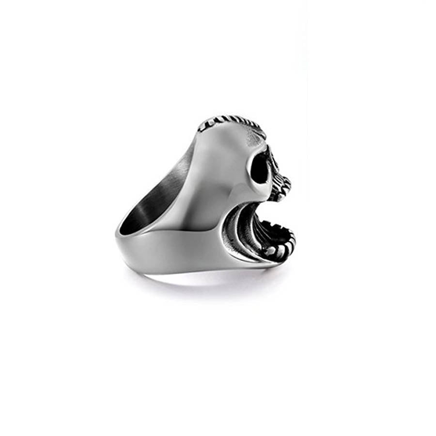 Fashion Jewelry Skull Rings Gothic Biker Punk Vintage Scar Jaw Stainless Steel Mens Ring Beer Bottle Opener For Men